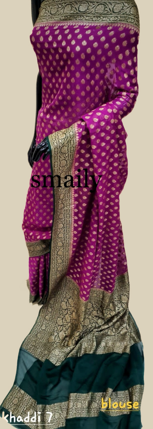 Fandango Banarasi Pure Khaddi Georgette Saree