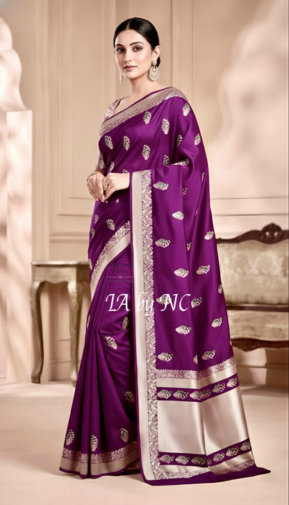 Byzantine Banarasi Mashru Katan Silk Meenakari Saree