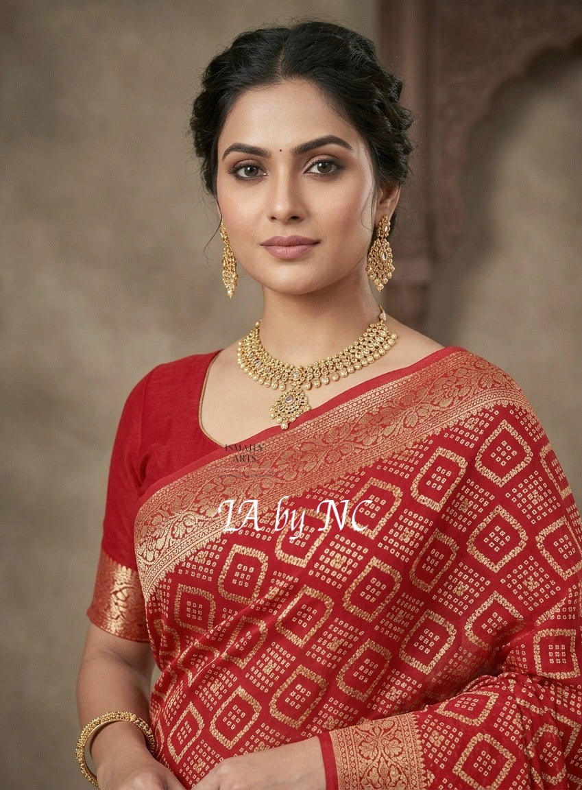 Crimson Banarasi Pure Khaddi Georgette Sona Rupa Saree