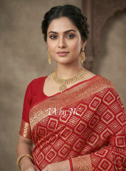 Crimson Banarasi Pure Khaddi Georgette Sona Rupa Saree