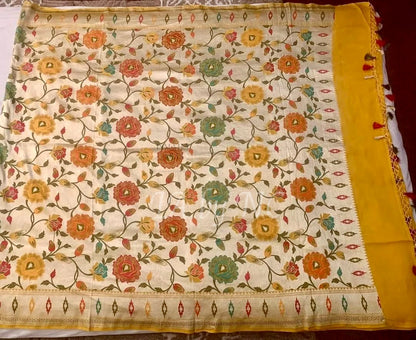Tuscany Banarasi Pure Khaddi Tussar Georgette Brocade Saree