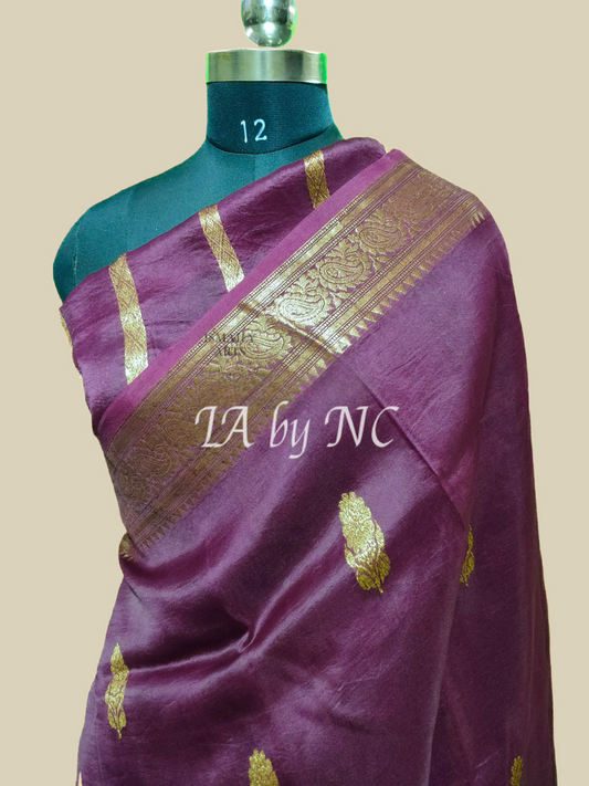 Byzantine Banarasi Pure Kora Organza Kadwa Saree