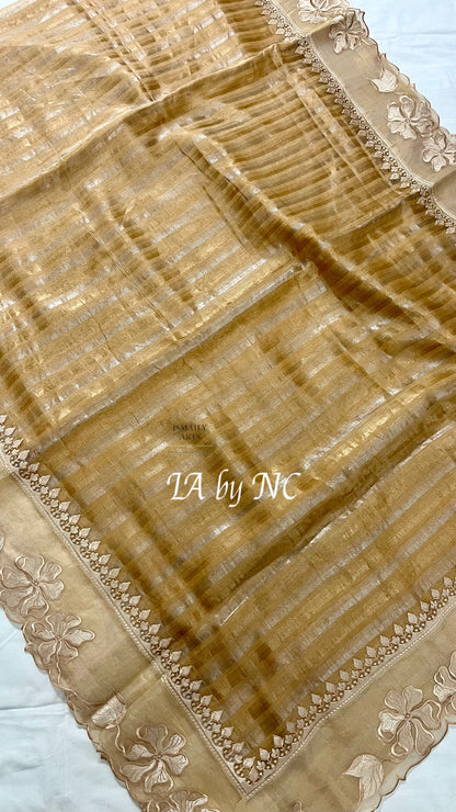 Tan Banarasi Pure Tissue Silk Designer Saree