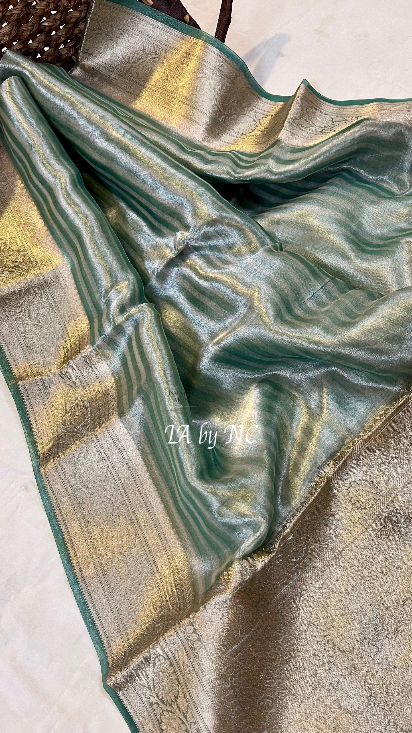 Pine Banarasi Pure Tissue Silk Saree