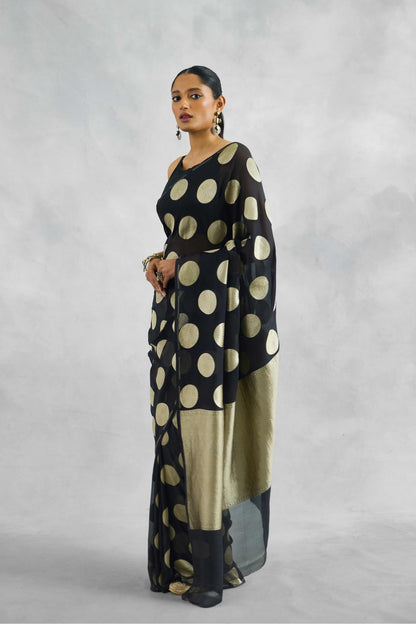 Black Banarasi Pure Khaddi Georgette Saree