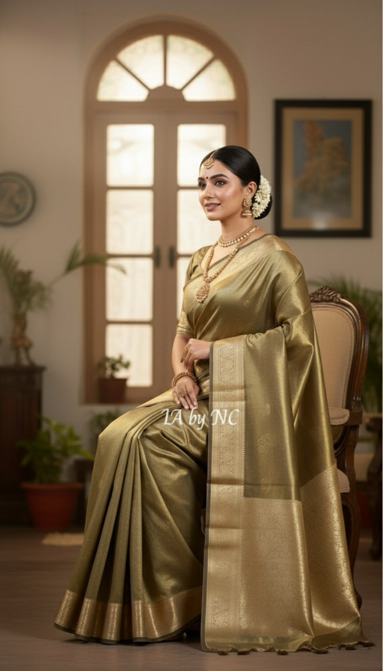 Black Banarasi Pure Tissue Silk Saree