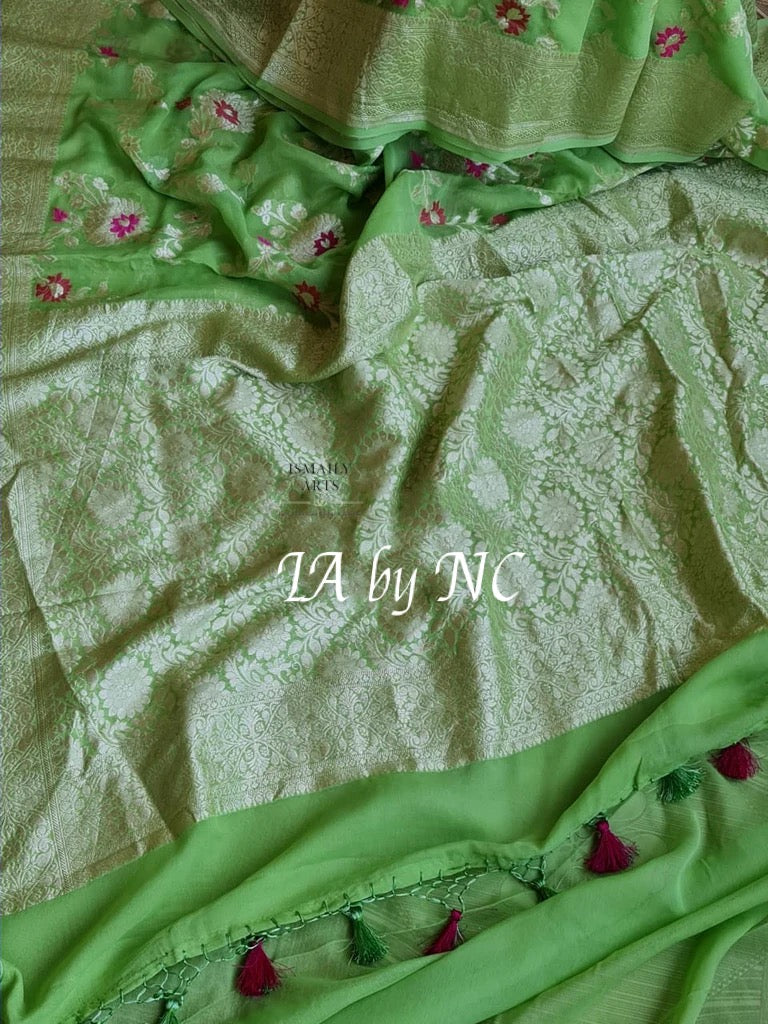 Forest Banarasi Pure Khaddi Georgette Meenakari Saree
