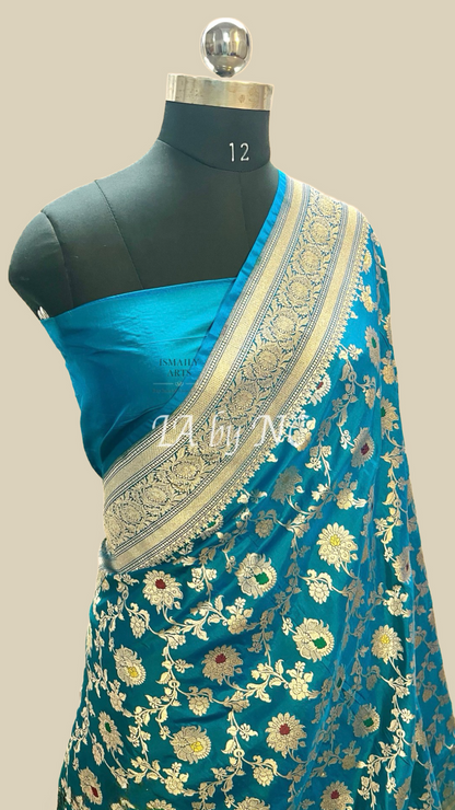 Saphhire Banarasi Pure Katan Silk Meenakari Pattu Saree