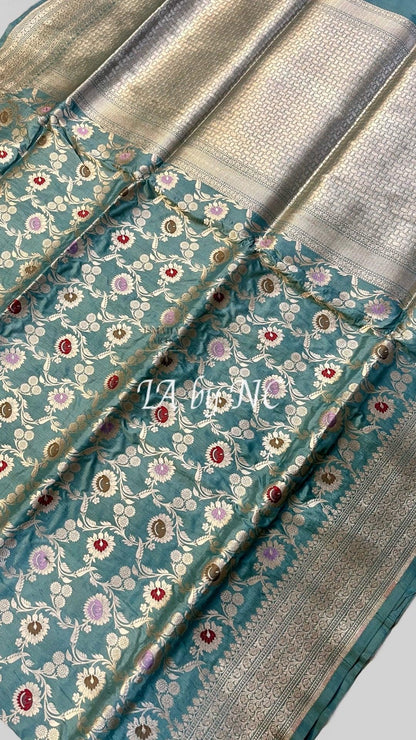 Jungle Banarasi Pure Katan Silk Meenakari Pattu Saree