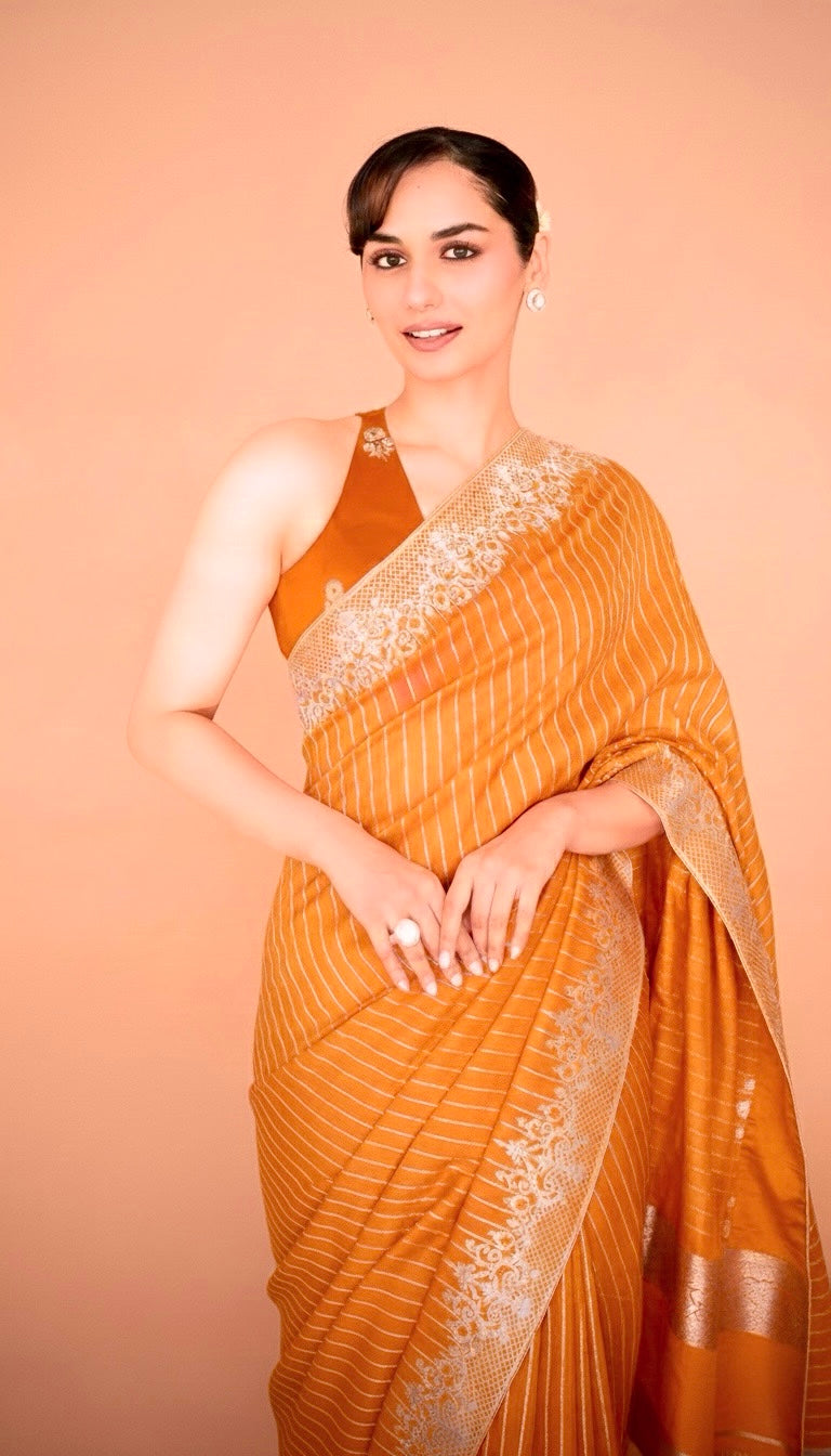 Manushi Chhillar Inspired Banarasi Blend Katan Silk Saree