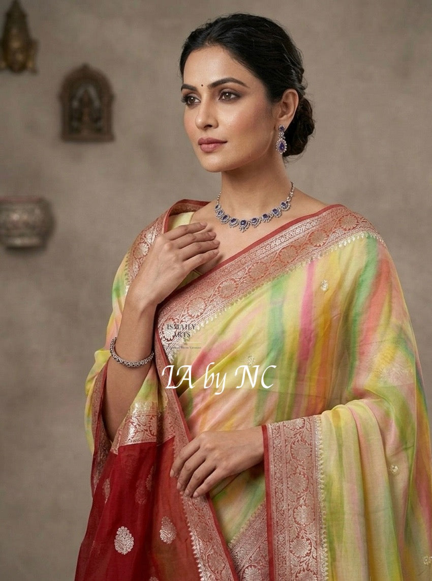 Maroon Banarasi Pure Khaddi Georgette Kadwa Saree