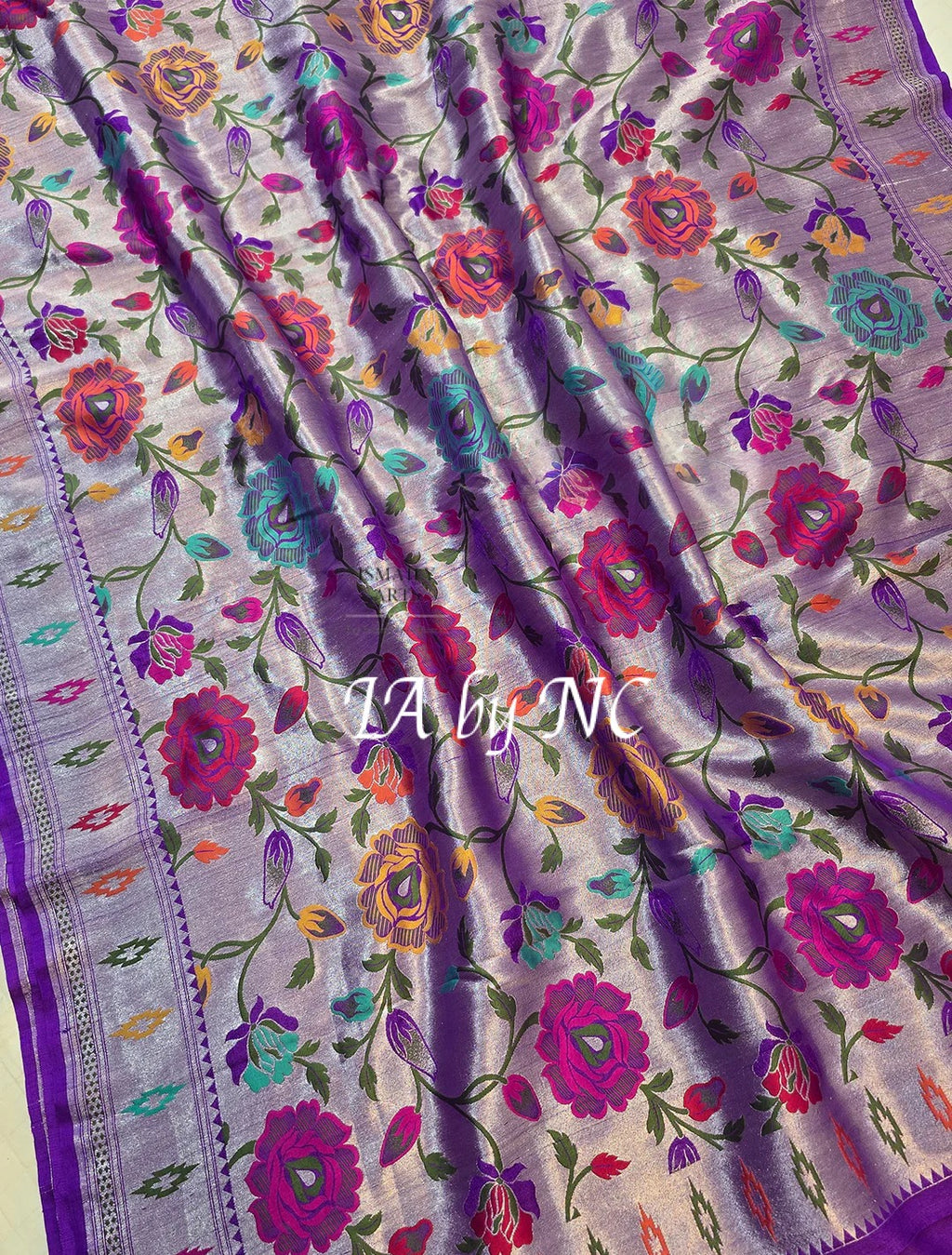 Grape Banarasi Pure Khaddi Tussar Georgette Brocade Saree