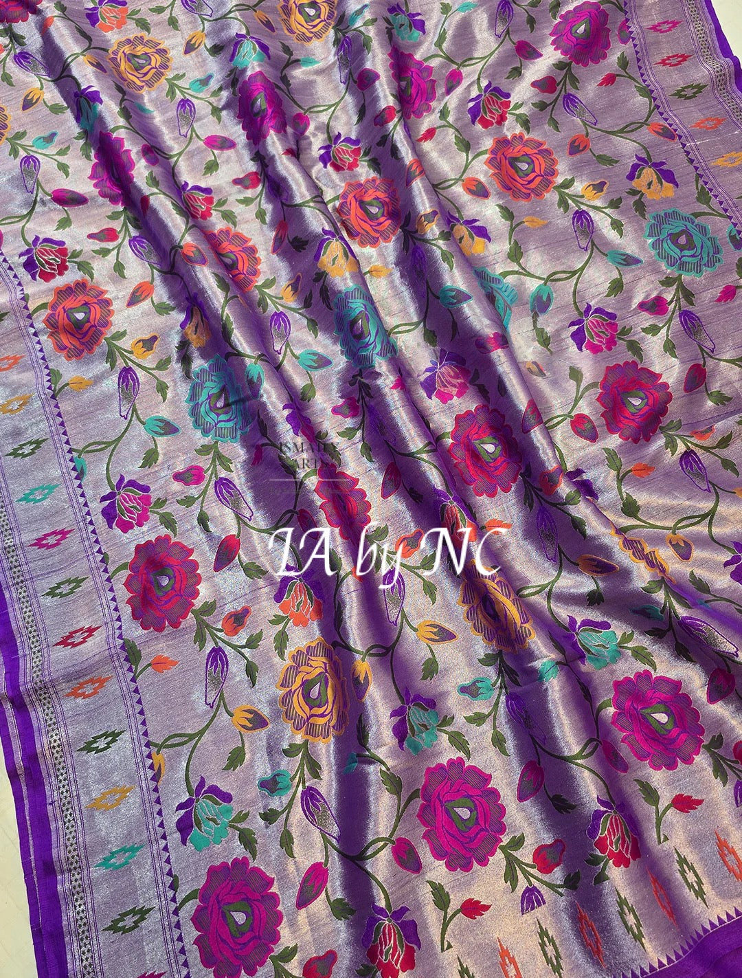 Grape Banarasi Pure Khaddi Tussar Georgette Brocade Saree