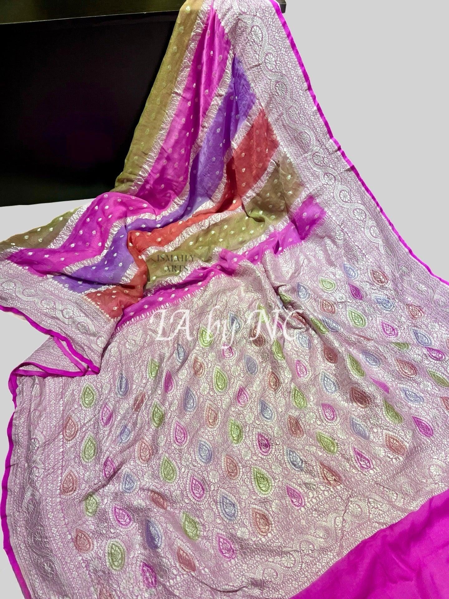 Pink Banarasi Pure Khaddi Georgette Saree