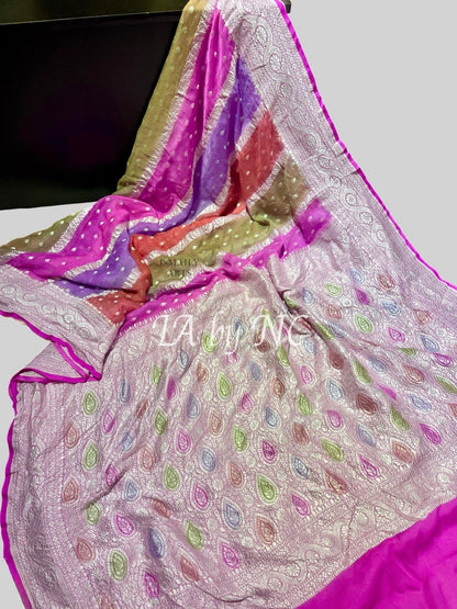 Pink Banarasi Pure Khaddi Georgette Saree