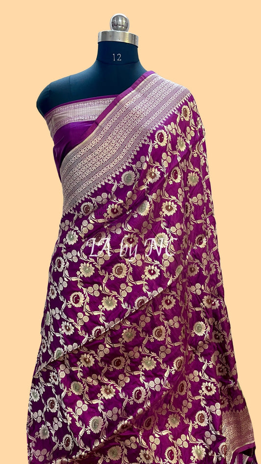 Byzantine Banarasi Pure Katan Silk Meenakari Pattu Saree