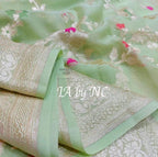 Mint Banarasi Pure Khaddi Georgette Meenakari Saree