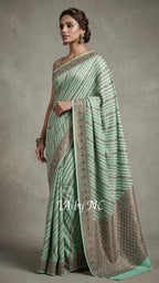 Turquoise Banarasi Pure Chiffon Georgette Sarees