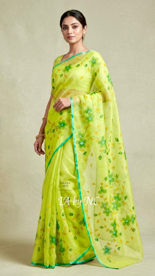 Pear Banarasi Pure Kora Organza Saree