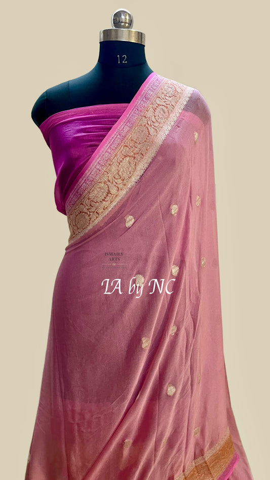 Mulberry Banarasi Pure Khaddi Georgette Kadwa Saree