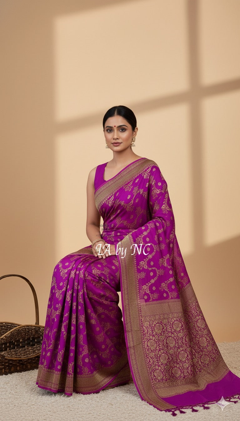 Lollipop Banarasi Pure Khaddi Georgette Saree