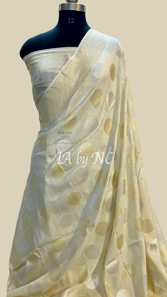 White Banarasi Pure Munga Silk Saree