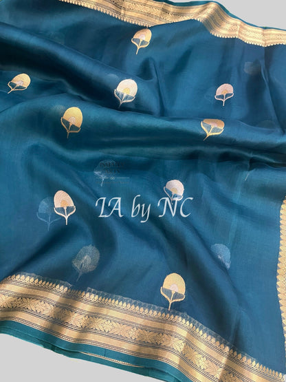 German Banarasi Pure Kora Organza Kadwa Saree