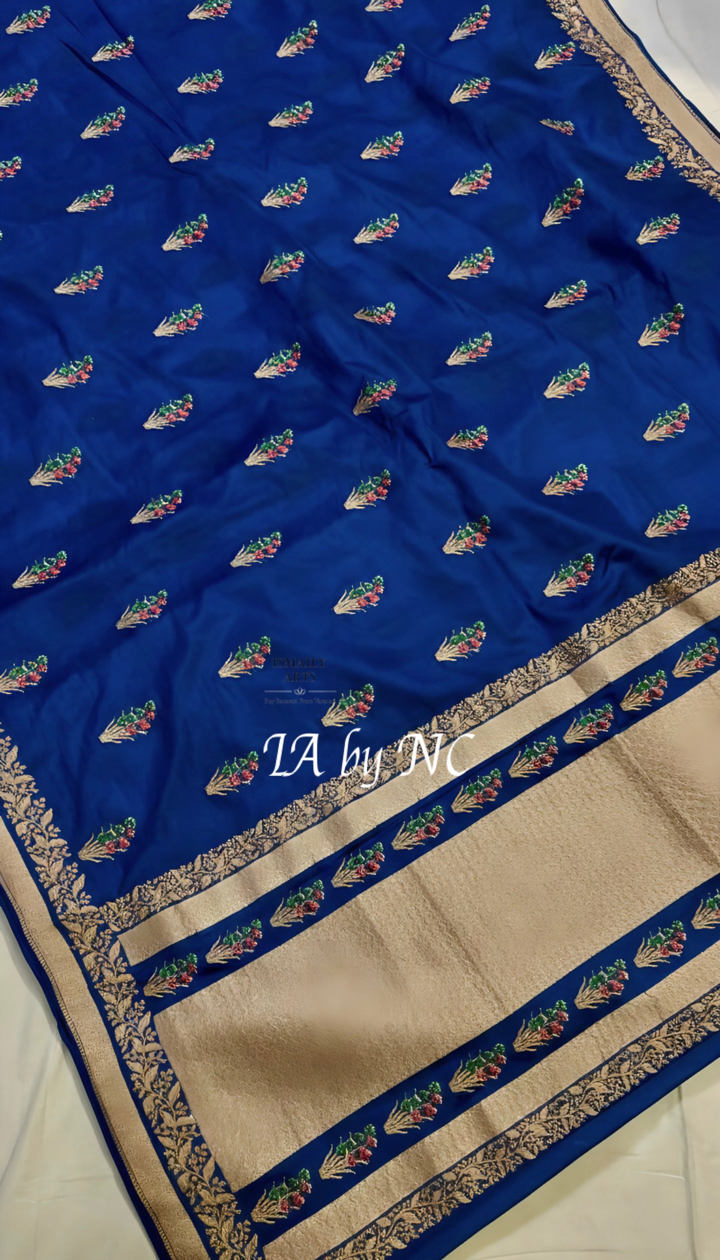 Prussian Banarasi Mashru Katan Silk Meenakari Saree