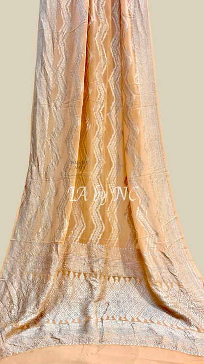 Tawny Banarasi Pure Khaddi Georgette Saree