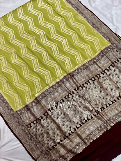 Moss Banarasi Pure Khaddi Georgette Saree