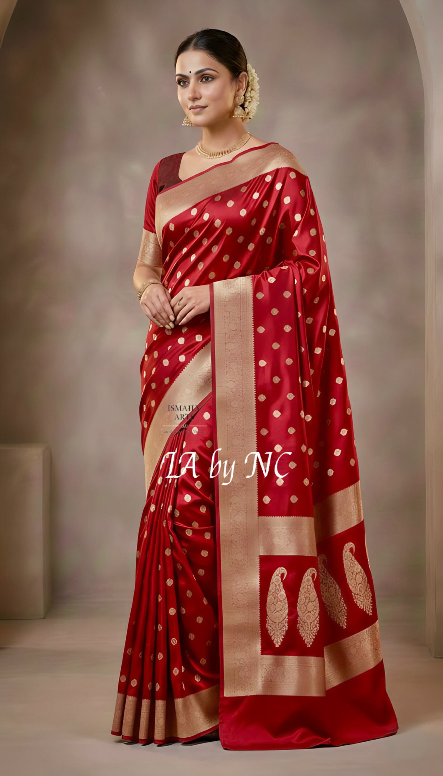 Crimson Banarasi Mashru Katan Silk Saree