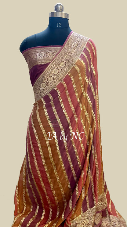 Wine Banarasi Pure Khaddi Georgette Saree