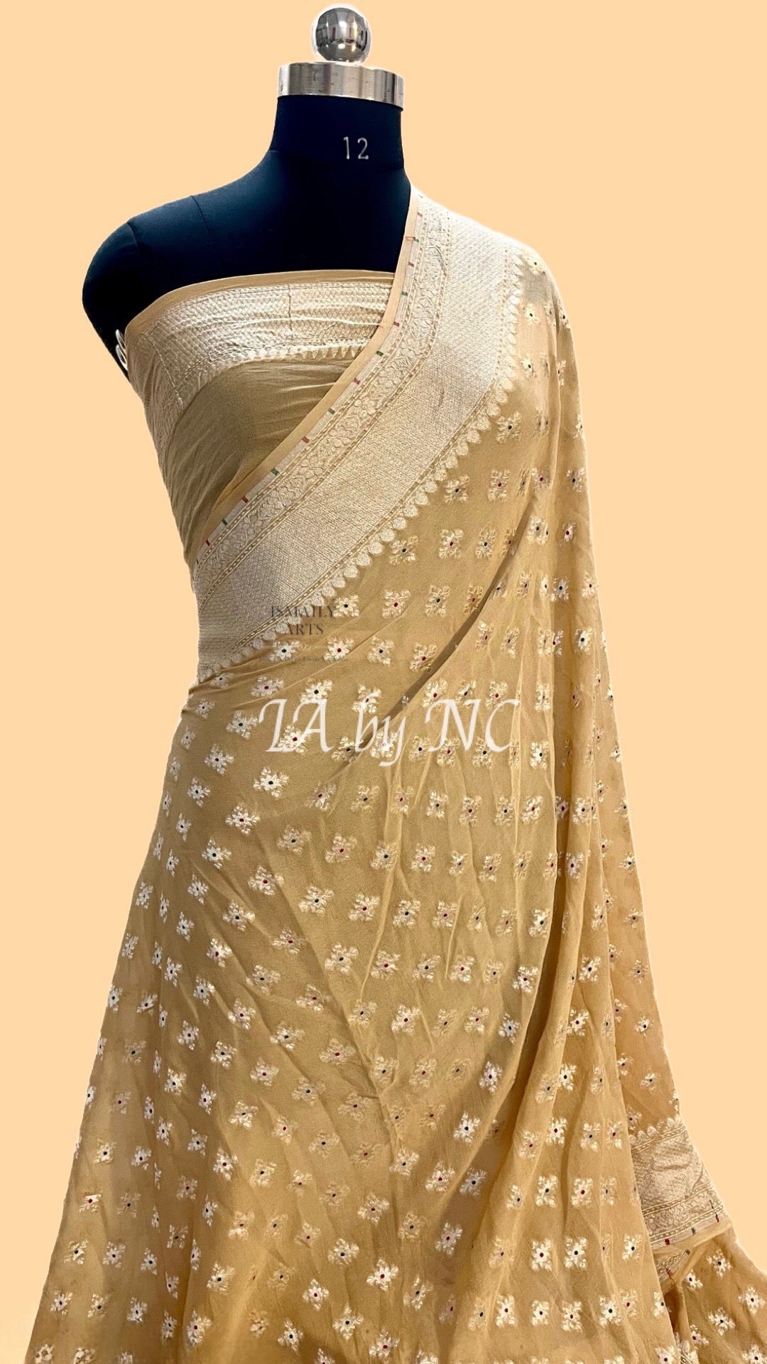 Beige Banarasi Pure Khaddi Georgette Saree