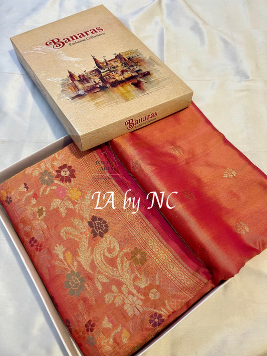 Orange Banarasi Pure Katan Silk Paithani Saree