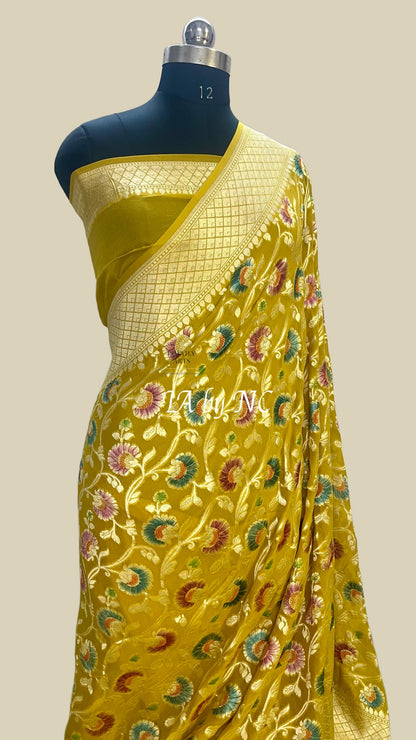 Trombone Banarasi Pure Khaddi Georgette Saree
