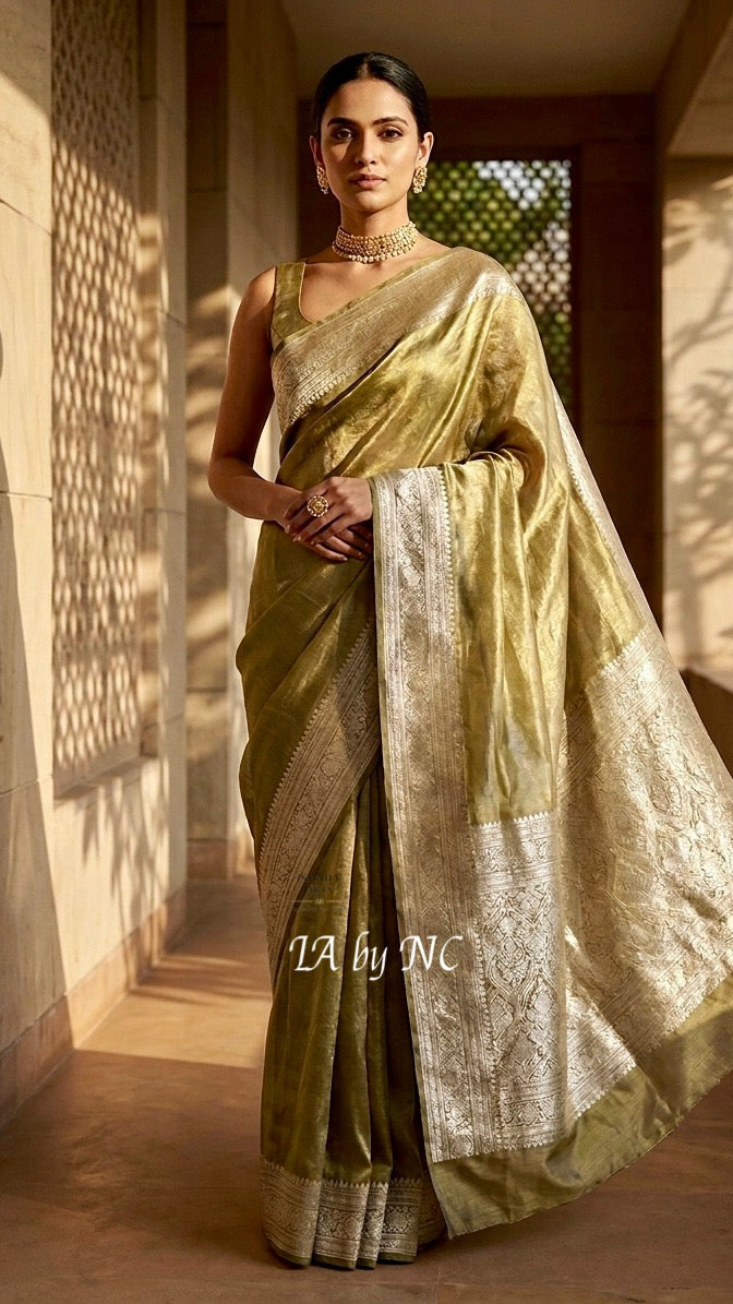Moss Banarasi Pure Tissue Silk Saree