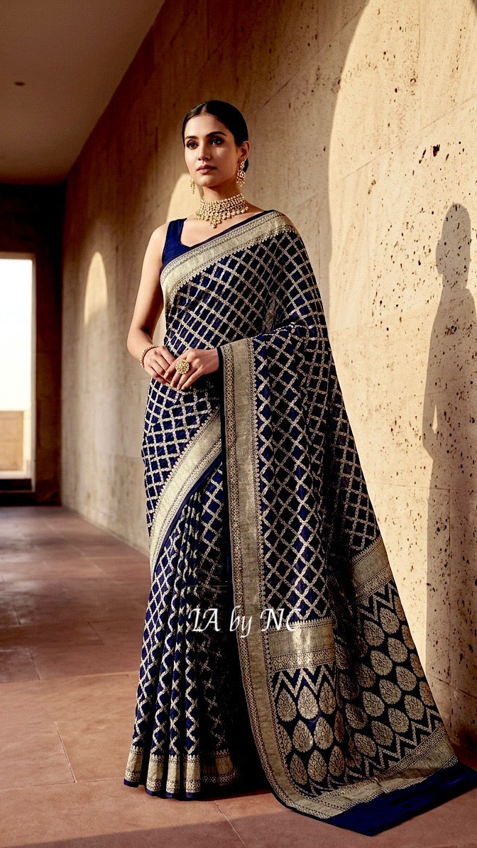 Space Banarasi Pure Khaddi Georgette Saree