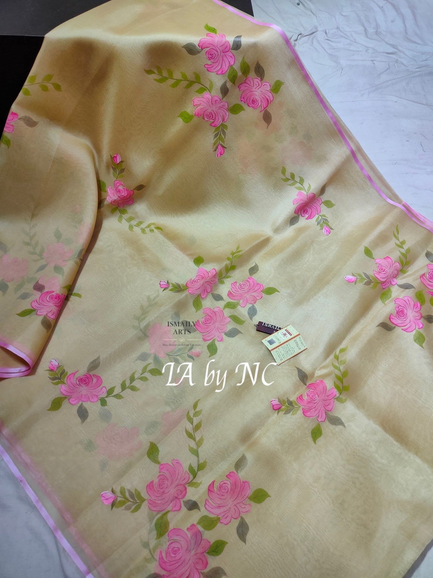 Beige Banarasi Pure Kora Organza Saree
