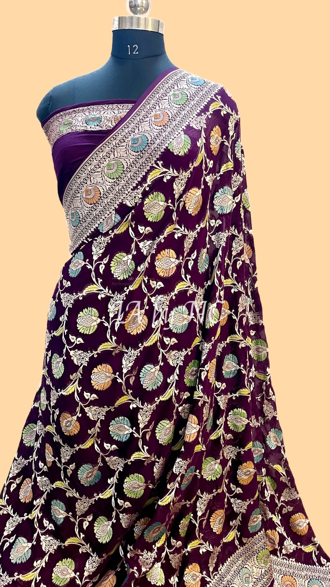 Byzantine Banarasi Pure Khaddi Georgette Saree