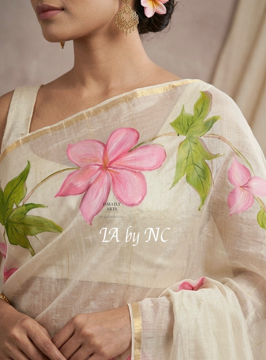 Offwhite Banarasi Pure Kora Organza Saree