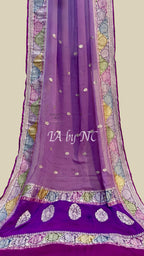 Plum Banarasi Pure Khaddi Georgette Kadwa Saree
