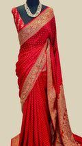 Crimson Banarasi Pure Khaddi Crepe Georgette Saree