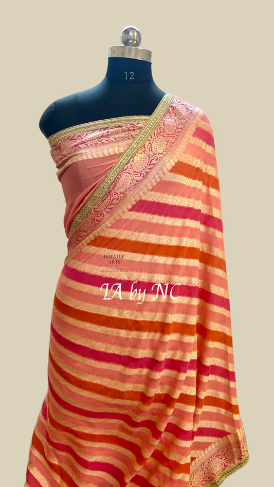 Brick Banarasi Pure Chiffon Georgette Saree