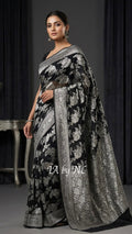 Black Banarasi Pure Khaddi Georgette Saree