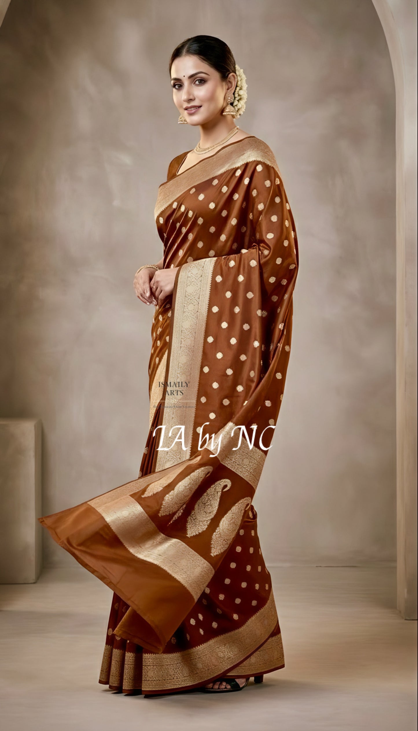 Hickory Banarasi Mashru Katan Silk Saree