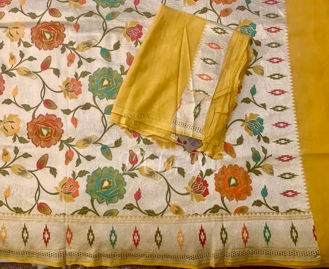 Tuscany Banarasi Pure Khaddi Tussar Georgette Brocade Saree