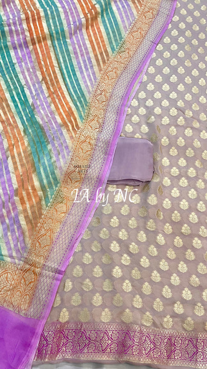 Mauve Banarasi Pure Khaddi Georgette Suit Dupatta