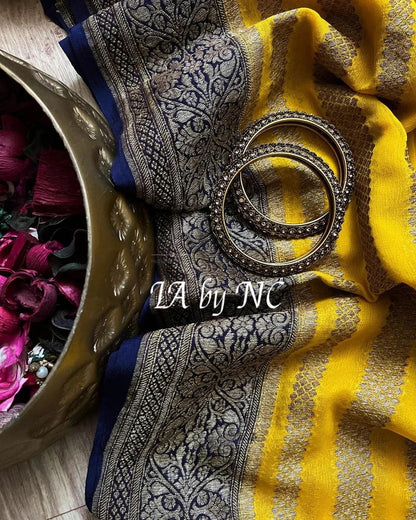 Bumblebee Banarasi Pure Khaddi Georgette Saree