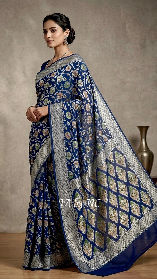 German Banarasi Pure Khaddi Georgette Saree