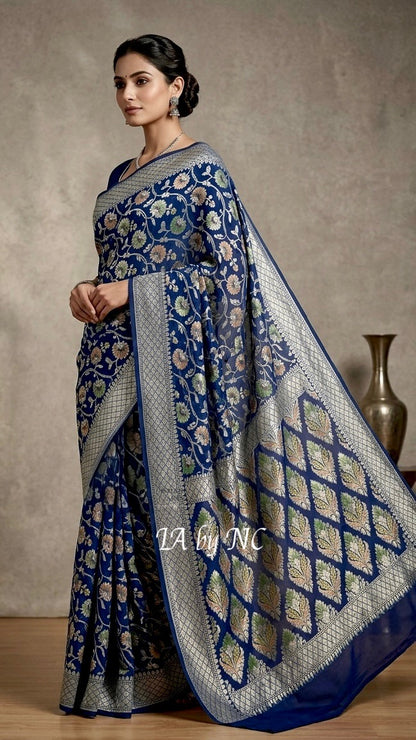 German Banarasi Pure Khaddi Georgette Saree